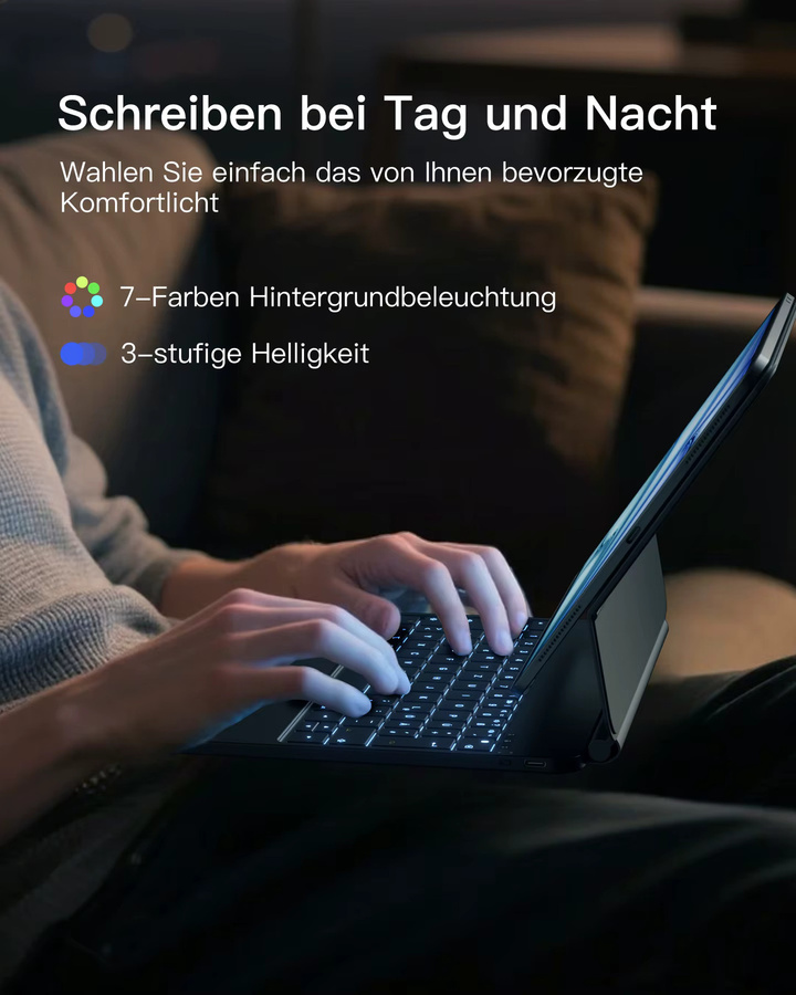 NeoMagic Magnetische Tastatur Hülle für iPad 11 Zoll (A16 2025) und iPad 10, Modell KB09119-10, in Schwarz oder Blau - Bild 3