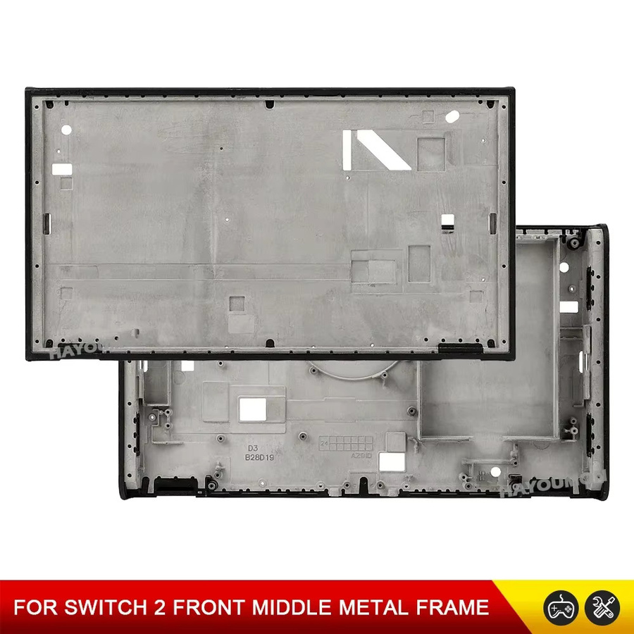 Nintendo Switch Ersatzteil Set: Interner Mittelrahmen, Vorderrahmen und Metallabdeckung in Grau mit Batteriehalter und Wärmeableitungsschale - Bild 2