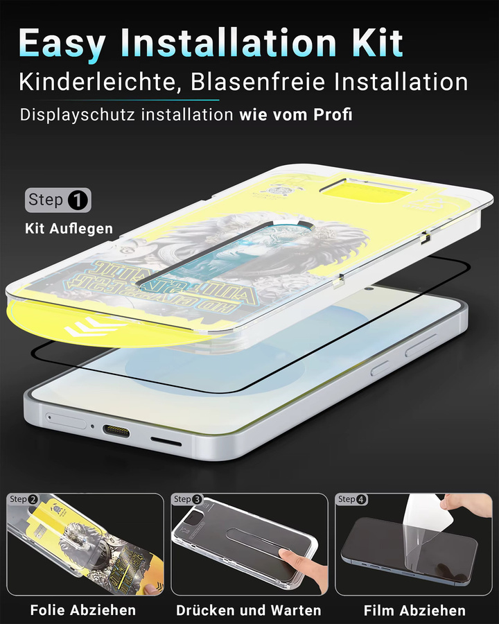 GreenHec EASY INSTALL Crystal Glass 2er Pack Displayschutz für Samsung Galaxy S25 S24 S23 S22 Ultra Plus, 9H Hartglas, transparent - Bild 2