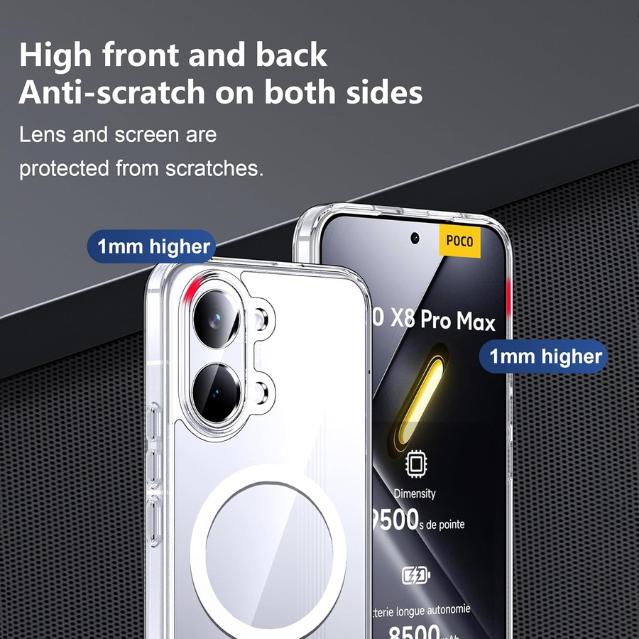 Stoßfeste magnetische Handyhülle für Xiaomi Poco X8 Pro Max mit kabelloser Ladefunktion und transparenter Rückseite - Bild 4