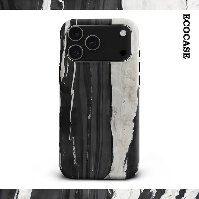 Marmor-Kontrastkunst Handyhülle für Apple iPhone 17 16 15 14 13 12 11 Pro Max Plus mit doppelschichtiger Rückseite in Multicolour - Bild 1