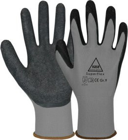 Hase Sicherheitshandschuhe Superflex in Grau, Größe 8, aus Polyamid und Latex mit EN 388 Schutzstandard - Bild 1