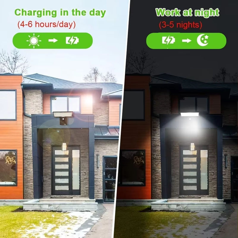 Solar-Außenleuchten mit Bewegungsmelder und 90 LEDs, wasserdichtes Sicherheitsflutlicht in Schwarz für Garten, Hof und Veranda - Bild 5