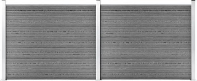 vidaXL Zaunelement Set aus WPC in Grau, B/H: 353 x 146 cm - Bild 1