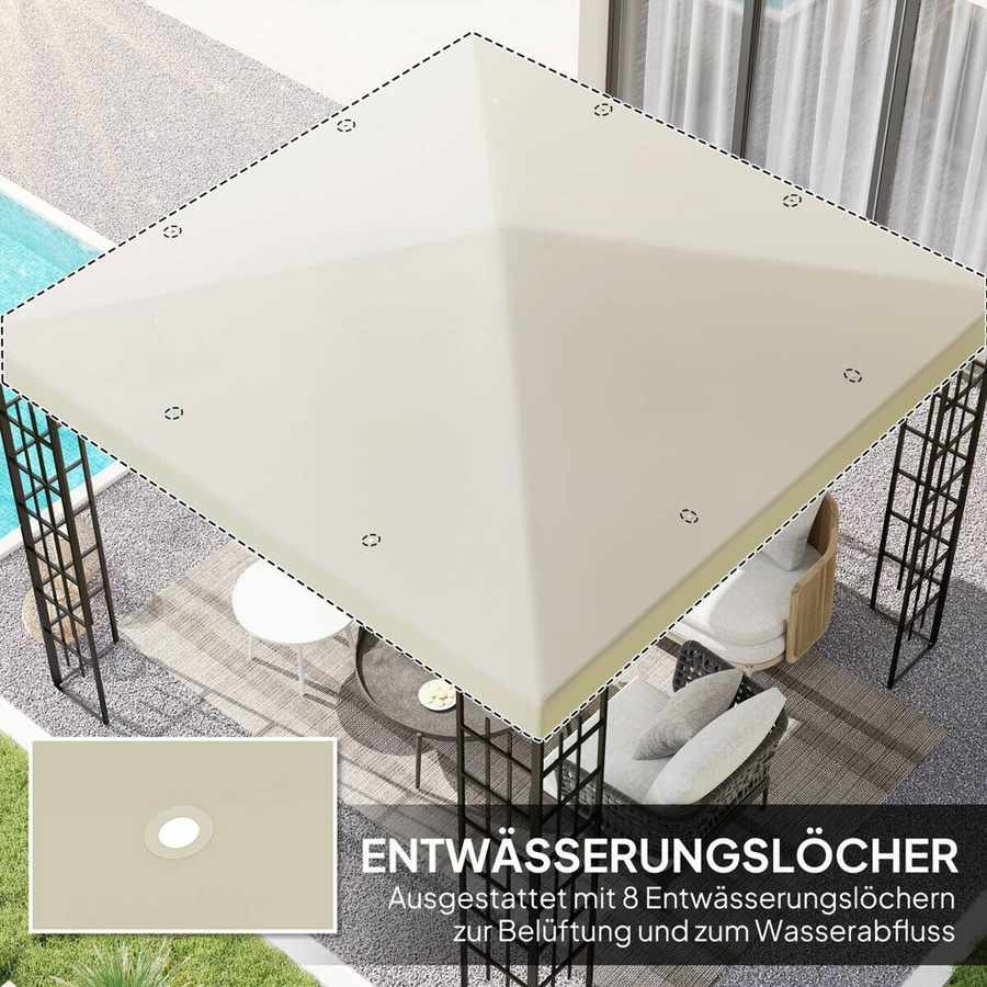 Outsunny Pavillondach aus Polyester in Cremeweiß mit UPF 50+, B/H/L: 298 x 1 x 298 cm - Bild 2