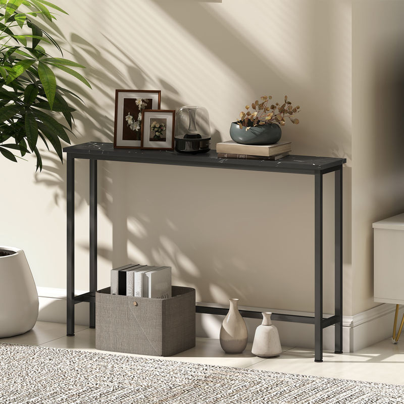 HOMCOM Konsolentisch Modern mit Marmorierter Oberfläche und Metallrahmen in Schwarz B/T/H: 100 x 20 x 66 cm - Bild 2