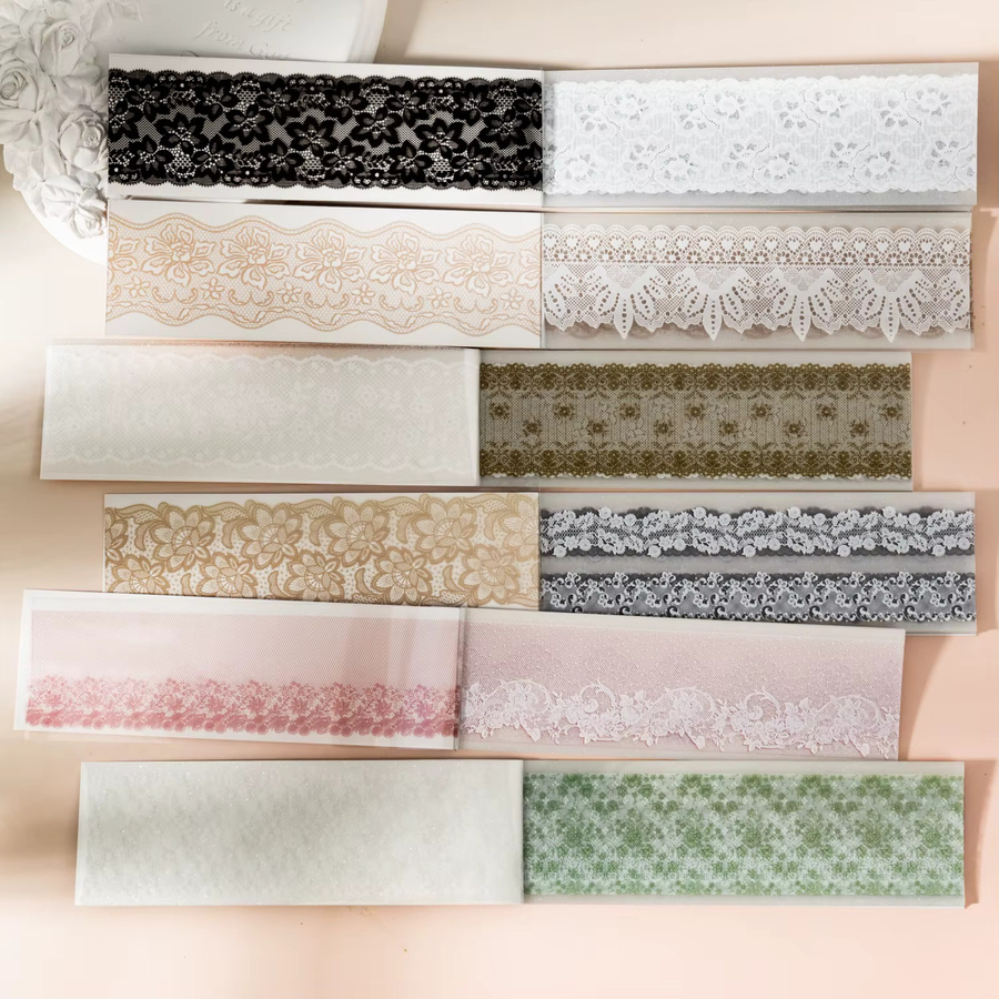 Romantisches PET-Aufkleber-Set mit Spitzenthema in Multicolour für DIY Scrapbook und Dekoration, 16 Beutel - Bild 3