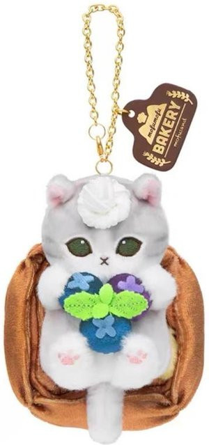Mofusand Bäckerei Haifisch Katze Plüschtier Schlüsselanhänger, White, Unisex - Bild 1