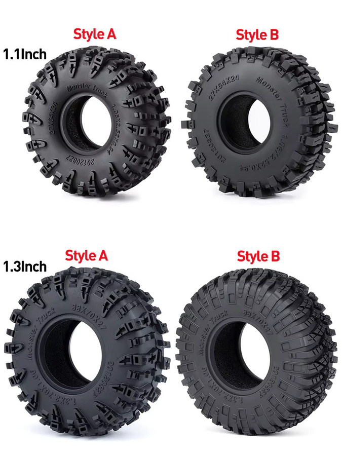 AXSPEED Gummireifen, 4-teiliges Set, 1,3 Zoll, 1,1 Zoll Schlamm-Terrain-Radreifen - Bild 4