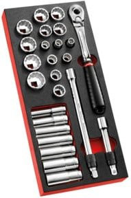 Facom Steckschlüssel-Modul 1/2 Zoll, 26-teilig, Silber - Bild 1