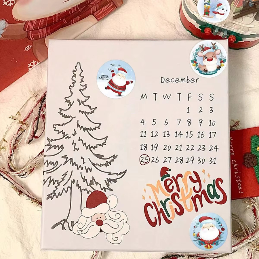 JCAC Weihnachtsaufkleber Rolle mit 500 Stück Cartoon-Schneemann Motiv in Multicolour zur Dekoration von Geschenken und Grußkarten - Bild 2