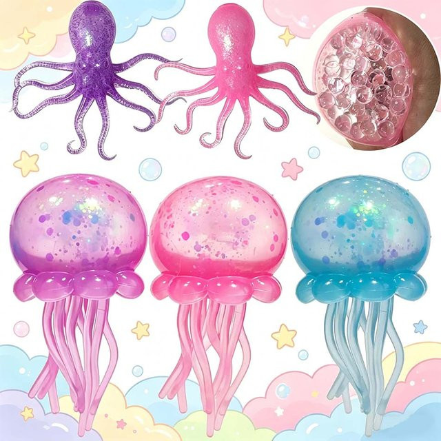 Nee Doh Quallen- & Würfel-Squish-Spielzeug, pink - Bild 1