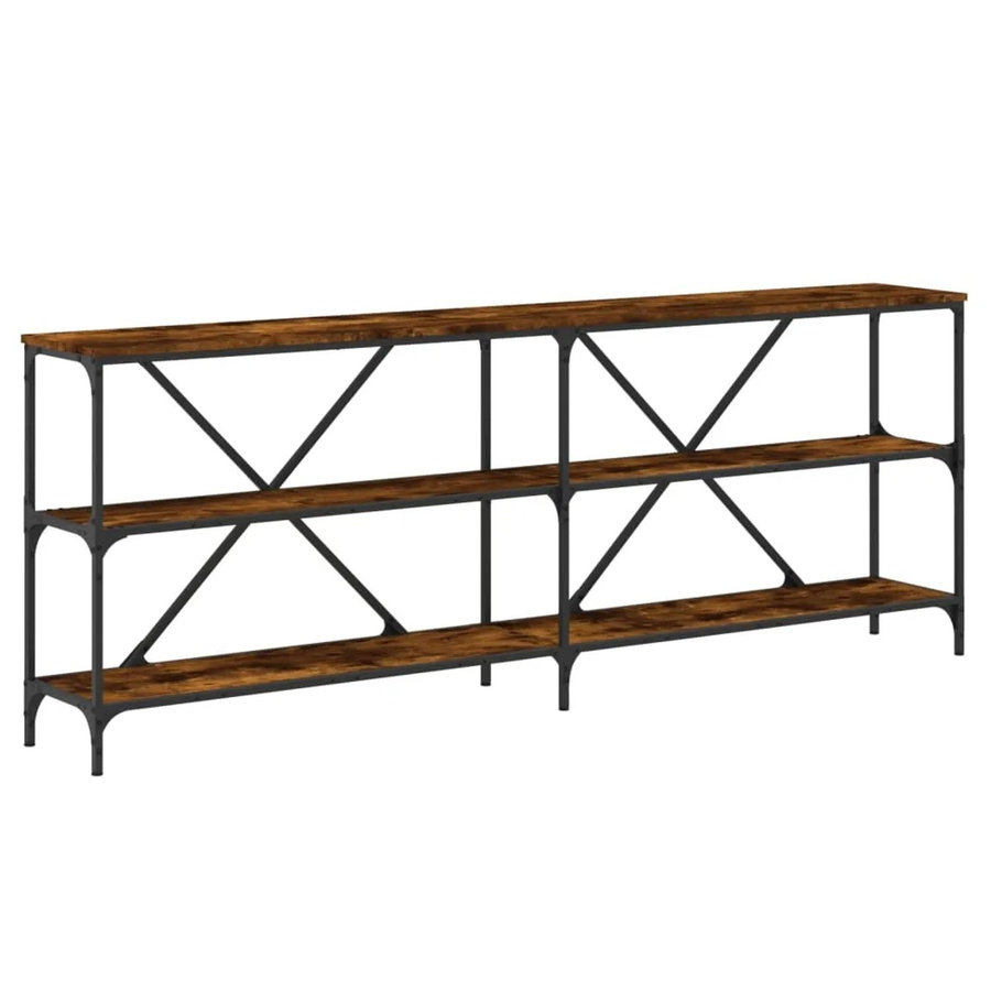 vidaXL Konsolentisch aus Holzwerkstoff und Eisen in Räuchereiche, B/T/H: 200 x 30 x 75 cm - Bild 2