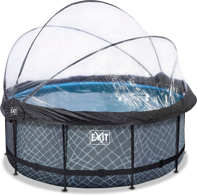 EXIT Frame Pool Set in Grau mit Sandfilterpumpe, Abdeckung und Wärmepumpe, Durchmesser: 360 cm, Höhe: 122 cm - Bild 1