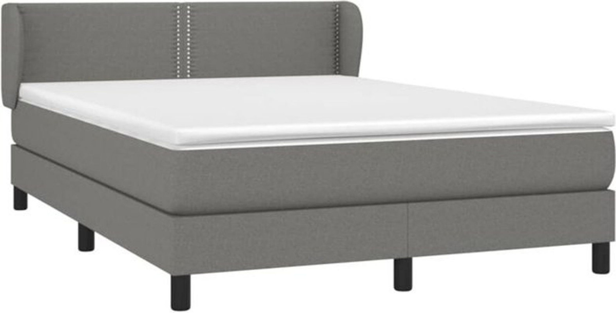 vidaxl Boxspringbett mit Matratze aus Stoff in Dunkelgrau, B/T/H: 140 x 190 cm - Bild 1