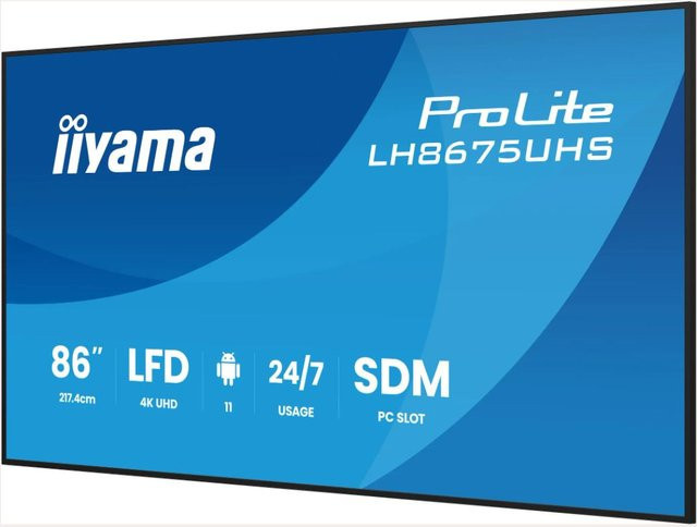 iiyama 86 Zoll Digital Signage Display 4K UHD IPS Panel Schwarz mit WiFi und LAN - Bild 1