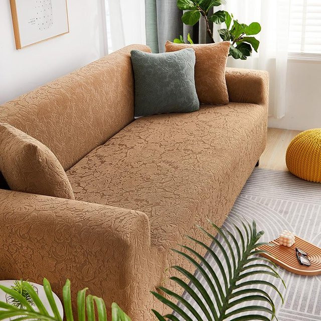 BC-Warm Home Sofabezug aus Jacquard-Polyester in Braun mit doppelter Armlehne für 90-140 cm Breite - Bild 1