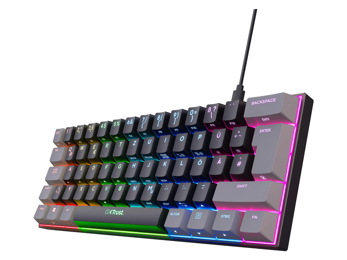 Trust GXT 867 Acira mechanische Mini-Gaming-Tastatur, 60 %, QWERTZ, Schwarz/Grau - Bild 2