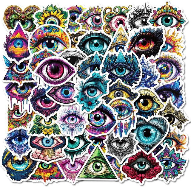 Kpustyle Gothic-Augen Graffiti-Aufkleber, wasserfeste Sticker für Skateboard, Laptop und Koffer, Mehrfarbig - Bild 1