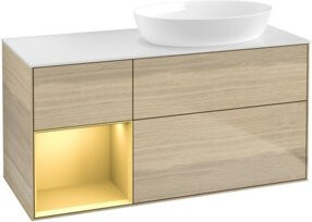V&B Waschtischunterschrank Finion in Weiß mit Eichenregal, Breite: 120 cm, Tiefe: 50,1 cm, Höhe: 50,1 cm - Bild 1