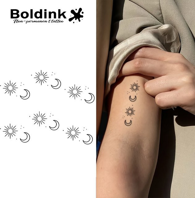 Boldink Sonne und Mond Totem Tattoo Aufkleber, Unisex - Bild 1