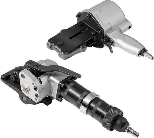 Pneumatische Stahlbandumreifungsmaschine von Buying Solutions MB in Silber, Heavy Duty Metallband-Werkzeug mit 8500 N Zugkraft für 19 mm breite Metallbänder - Bild 1
