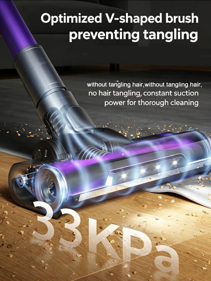 Redroad X18 Kabelloser Handstaubsauger in Lila mit 500W Leistung, 33000PA Saugkraft und abnehmbarem Akku für Zuhause, Teppich und Auto - Bild 4