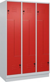 C+P Z-Spind Classic PLUS mit Sockel, 6 Fächer, Sicherheits-Drehriegel, Grau/Rot, H x B x T: 195 x 120 x 50 cm - Bild 1
