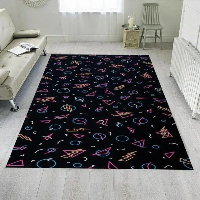 Arcade Stars Bowlingbahn-Teppich von Lodestar, rutschfester Retro-Teppich im 90er-Jahre-Arcade-Design, mehrfarbig, B/T: 80 x 120 cm - Bild 1