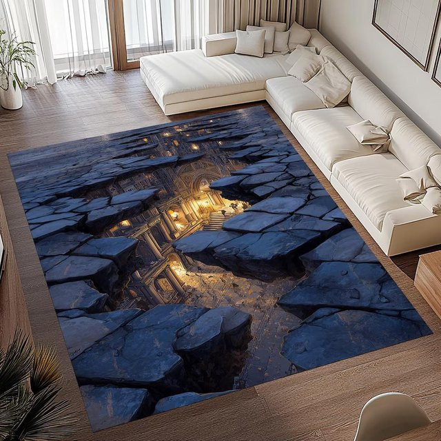 Lodestar Illusion Teppich Endloser Abgrund mit visuellem Loch-Effekt, Blau, B/T: 80 x 120 cm - Bild 1