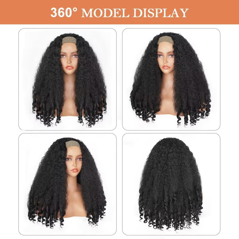 Suri Hair Halbperücke, Afro Lockig, Synthetisch, Schwarz, 22 Zoll, Damen - Bild 4