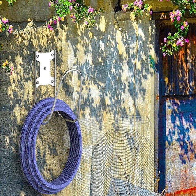 P4 Verlängerungskabelhalter aus Edelstahl in Silber, Wandhalterung für Wasserschläuche und Kabel - Bild 1