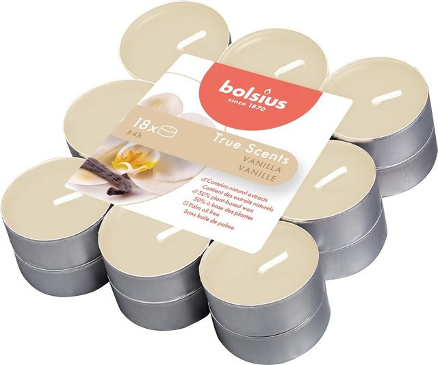 Bolsius True Scents Duftteelichter Vanille, 18er-Pack, Elfenbein - Bild 1