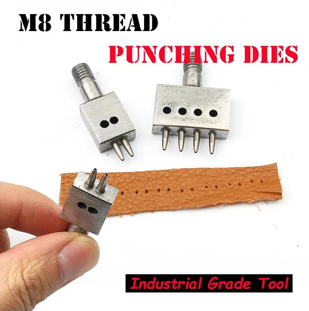 WORTHOFIRST Lederlochstanzer Set mit M8 Gewinde und Matrizen für Handpressen in Silber, Durchmesser 4 mm, 5 mm, 6 mm und 8 mm - Bild 1