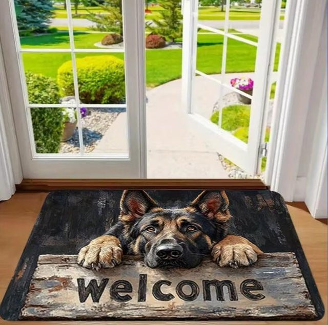 Rutschfeste Willkommensmatte von Lodestar mit Bulldoggenmuster, maschinenwaschbar, für Innen- und Außenbereich, B/B: 30 x 50 cm - Bild 1