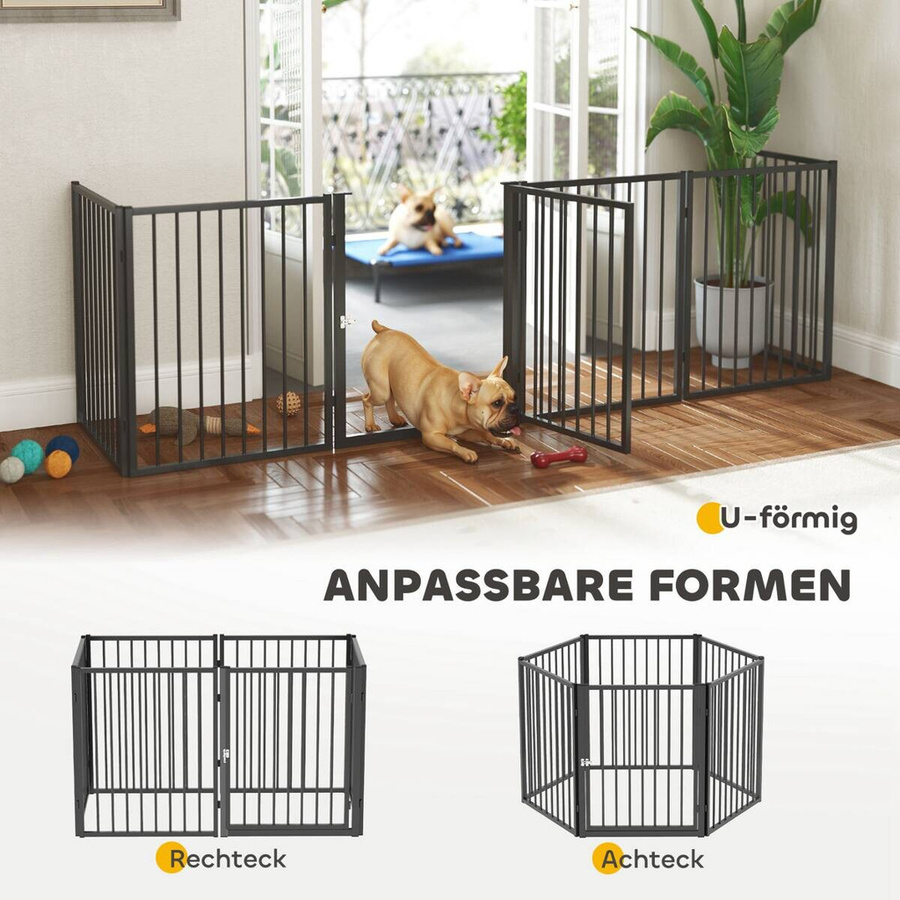 PawHut Welpenauslauf aus Stahl in Schwarz, 8-teiliges Freilaufgehege für Hunde und Kleintiere, B/H/L: 60 x 76 x 240 cm - Bild 4