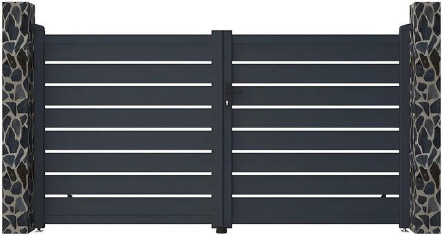Vente-unique Flügeltor Primo Doppel-Aluminiumtor in Anthrazitgrau, Breite: 300 cm - Bild 1