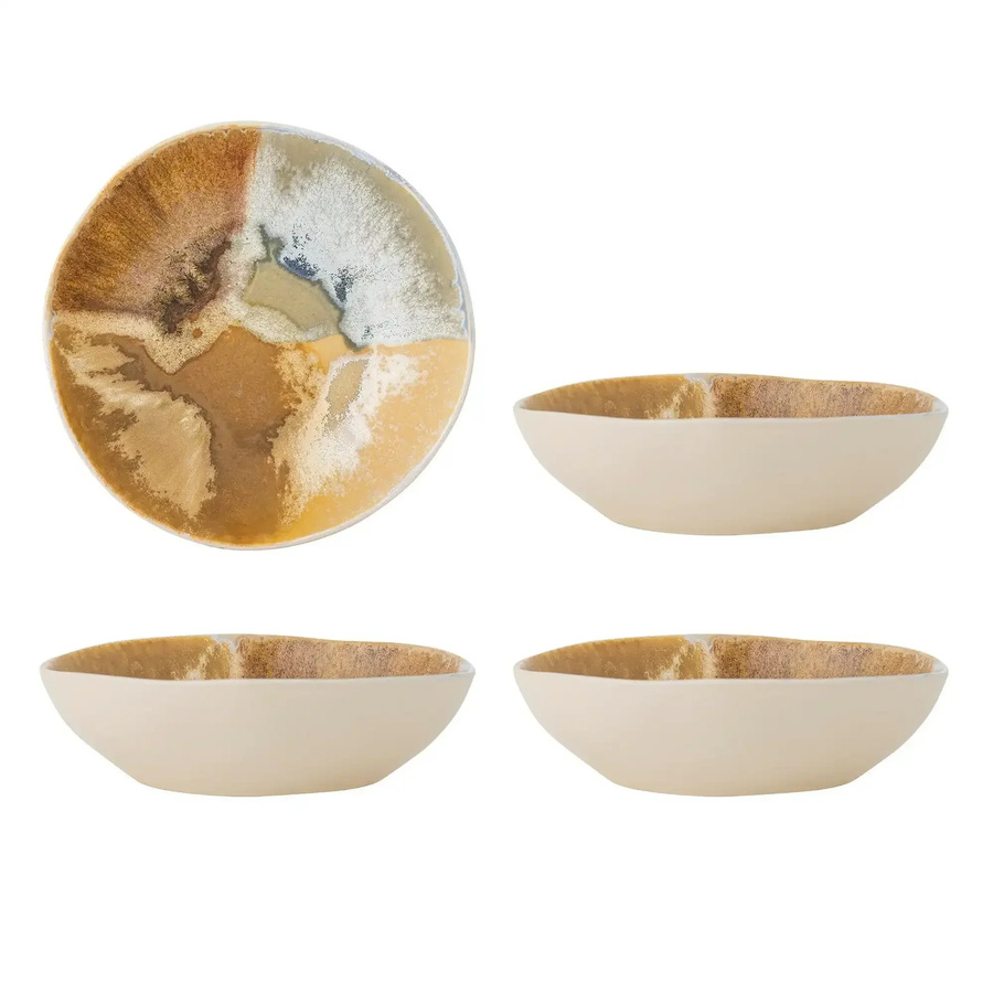 Bloomingville Keramik Schalen-Set Lacey in Gelb, 4er-Set - Bild 1