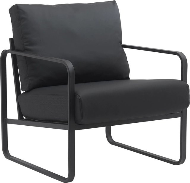 DELUKE Lounger Sessel JAKART Clubsessel aus Kunstleder in Schwarz mit Metallgestell, B/T/H: 70 x 74 x 82 cm - Bild 1