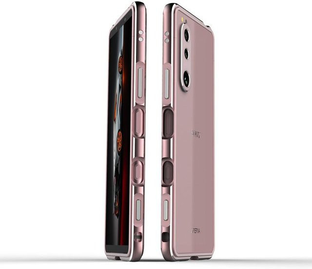 Sony Schutzhülle mit Aurora Schraubverschluss und Metallrahmen für Xperia 1 III, X10 III und Xperia 5 III in Schwarz und Pink - Bild 1