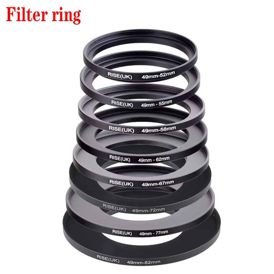 RISESPRAY Kameraobjektiv-Filteradapterring Step-Up/Down-Ring in Schwarz für 49mm Objektiv zur Nutzung von UV, ND und CPL Filtern - Bild 2