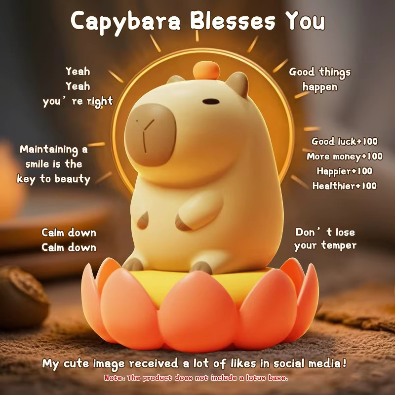 ZTree Moderne Capybara-Nachtlichtlampe aus Silikon in Weiß mit Touch-Steuerung, Timer-Funktion und USB-Wiederaufladung - Bild 2