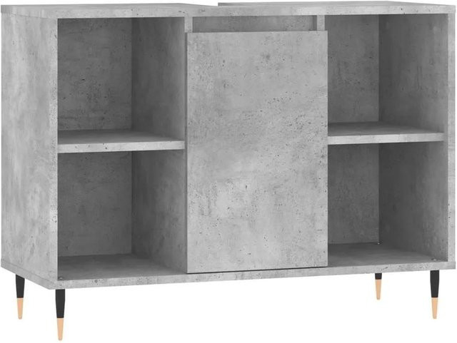 vidaXL Badschrank in Betongrau im industriellen Stil aus Holzwerkstoff und Eisen, B/T/H: 80 x 33 x 60 cm - Bild 1