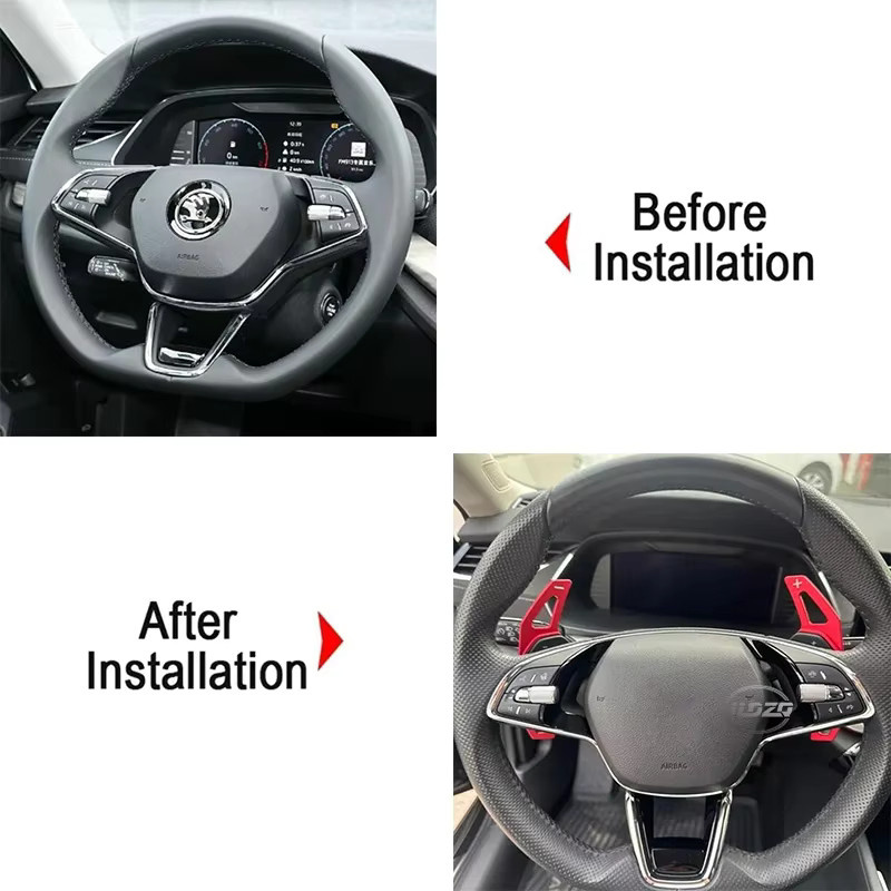 Paddle Shift aus Aluminiumlegierung für Skoda Octavia A8 MK4 ENYAQ IV RS VRS Karoq Kodiaq in Rot - Bild 2