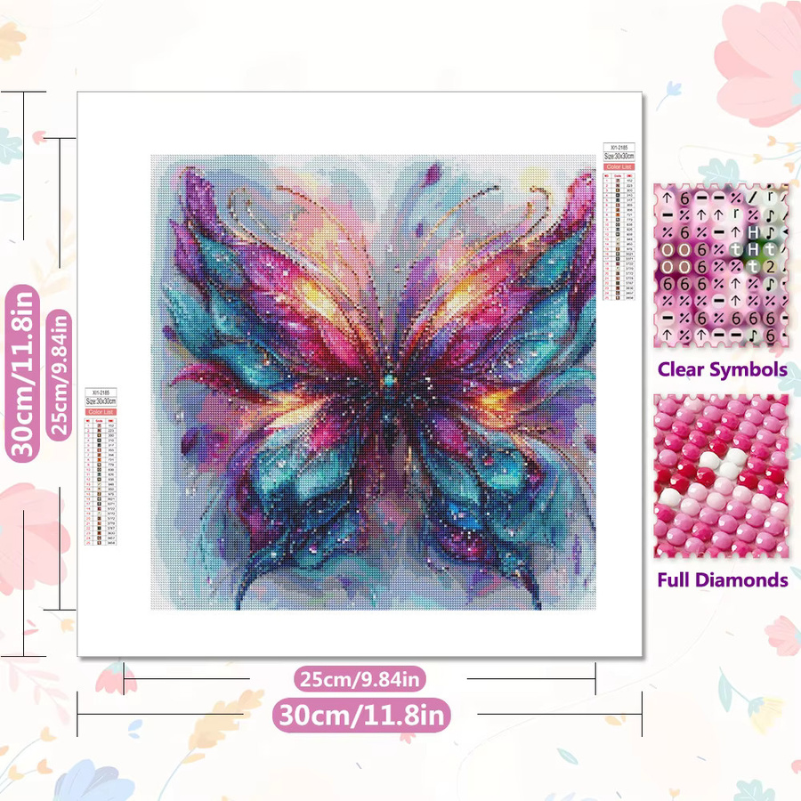 EverShine DIY 5D-Diamantgemälde Schmetterling mit runden Steinen in Multicolour, Mosaik-Tierhandwerk zur Heimdekoration - Bild 2