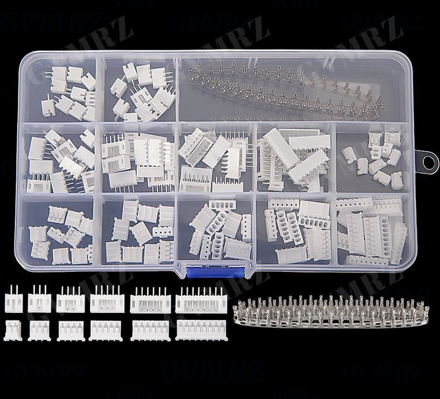 JST 220-teiliges Set PH 2,0 Steckverbinder-Kit mit Stecker und Buchsen, 2,0 mm Rastermaß, Farbe: Weiß - Bild 1