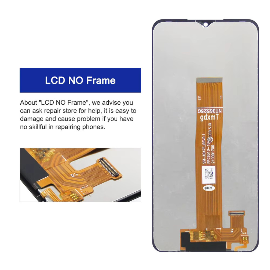 Samsung A04s Ersatzdisplay mit 6,5 Zoll AMOLED Touchscreen Digitizer in Schwarz für Samsung A047F und A047F/DS - Bild 5