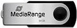 MediaRange USB Stick MediaRange Serie, 64 GB, USB 2.0, Drehkappengehäuse, schwarz-silber, B: 11 mm, T: 11 mm, H: 56 mm - Bild 1