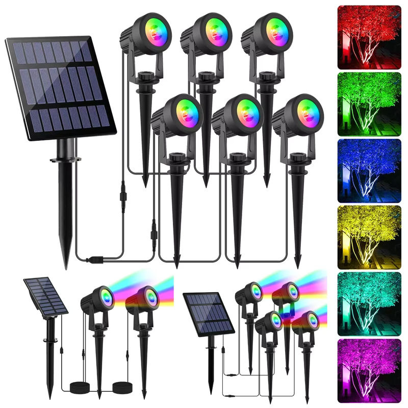 T-SUNRISE RGB Solar LED Scheinwerfer IP65 Wasserdicht Multicolor Outdoor Garten Flutlicht Schwarz - Bild 7