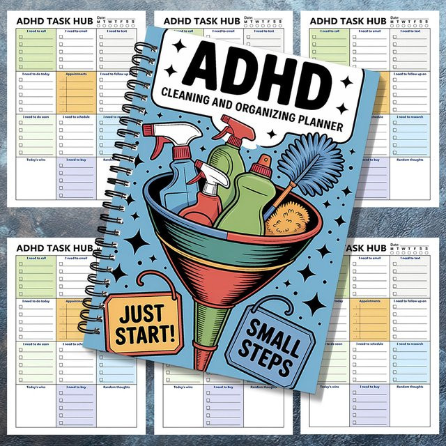 ADHS-Reinigungsplaner Spiralnotizbuch mit Checkliste für tägliche, wöchentliche, monatliche und jährliche Planung, Mehrfarbig - Bild 1
